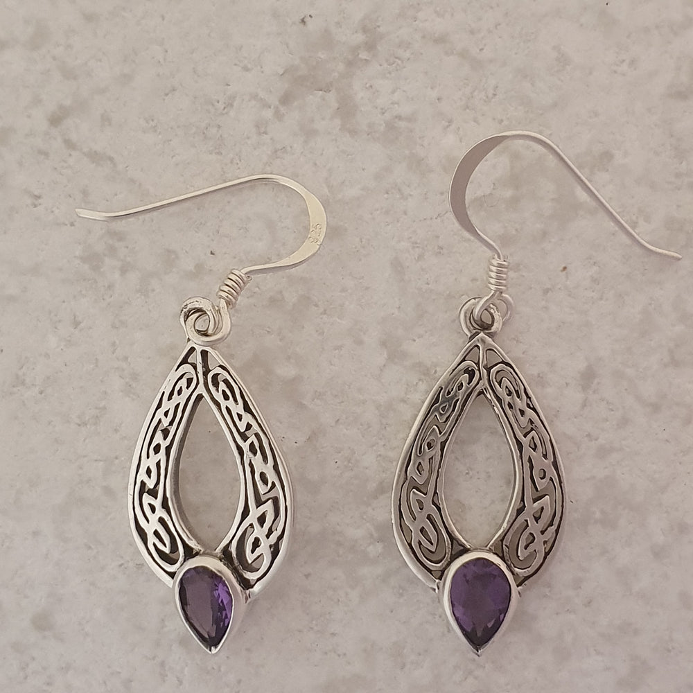 Celtic Knot Earrings With Amethyst