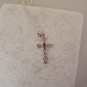 Celtic Cross necklace With Amethyst