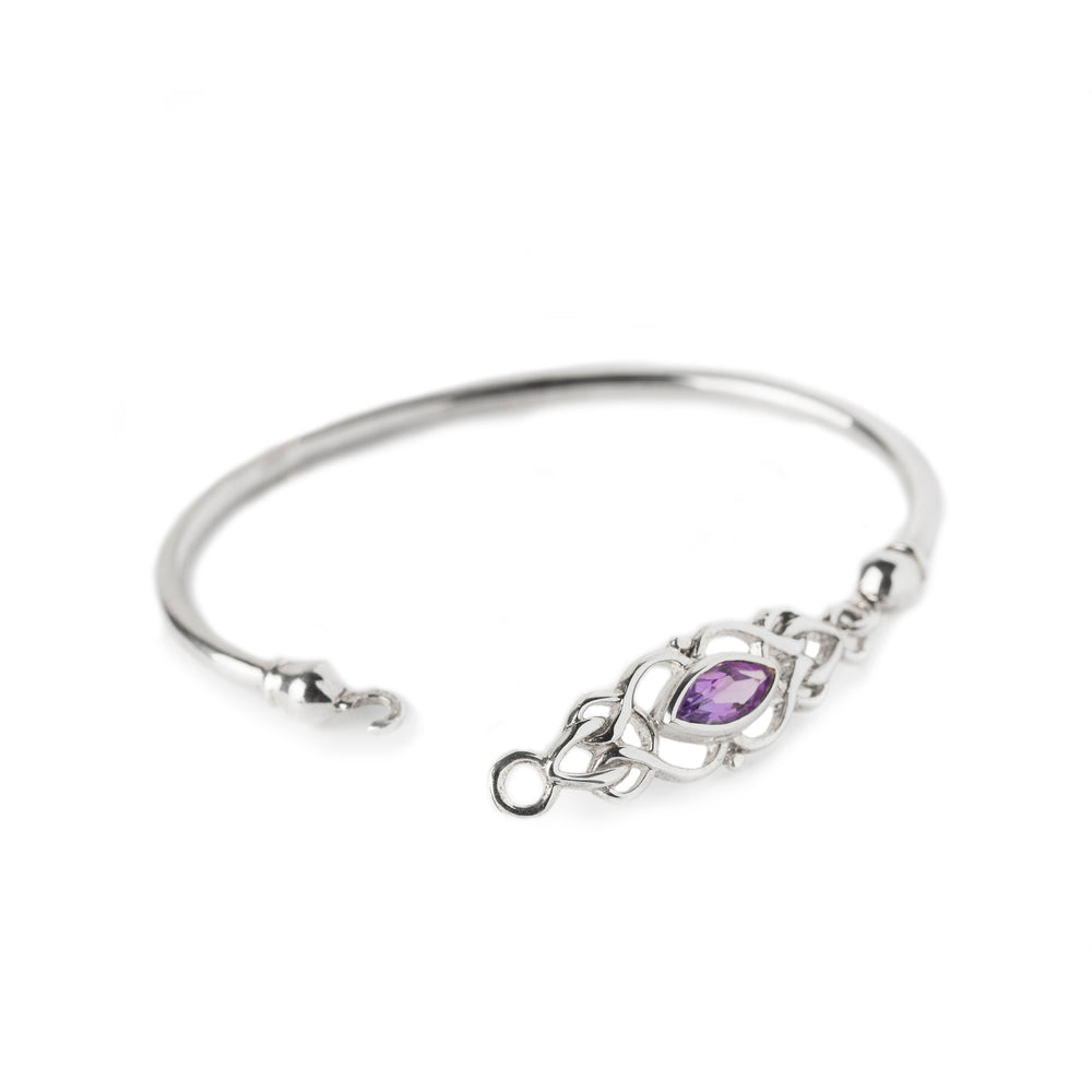 Sterling Silver Celtic Bangle with Amethyst