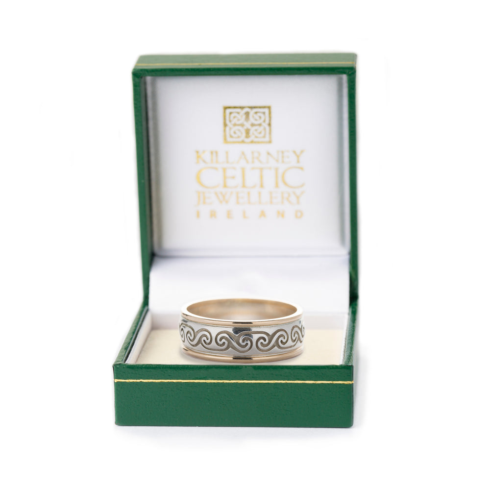 Celtic knot wedding Band With Gold Rims