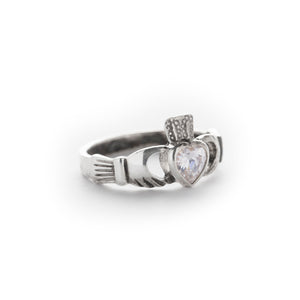Claddagh ring diamond(cz) April Birthstone