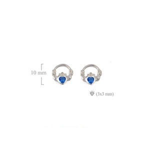 Claddagh stud earrings Blue Topaz December  Birthstone
