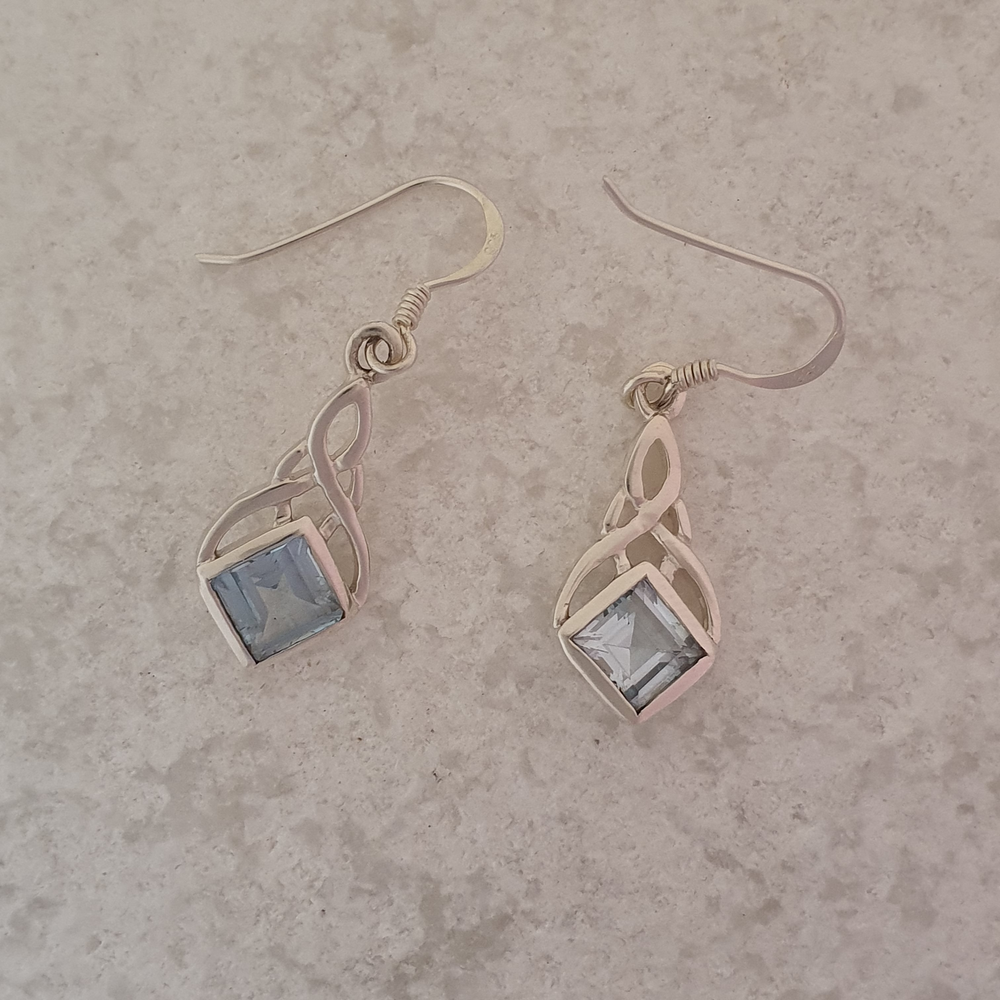 Celtic knot Earrings With Blue Topaz