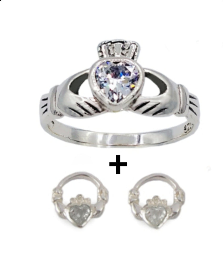 Claddagh ring april birth stone diamond