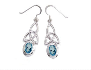 Sterling Silver Celtic Earrings - Design With aqua marine