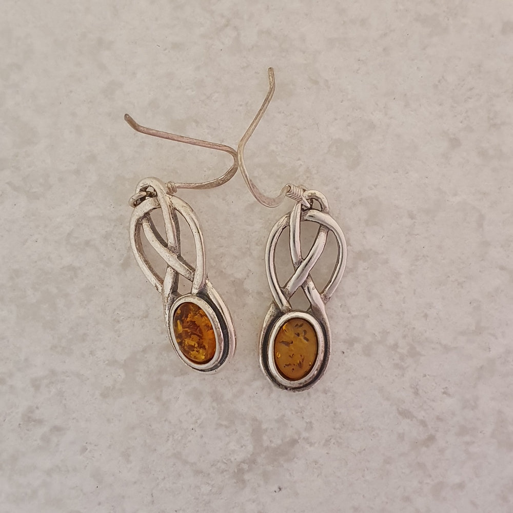 Celtic knot  earrings with Amber