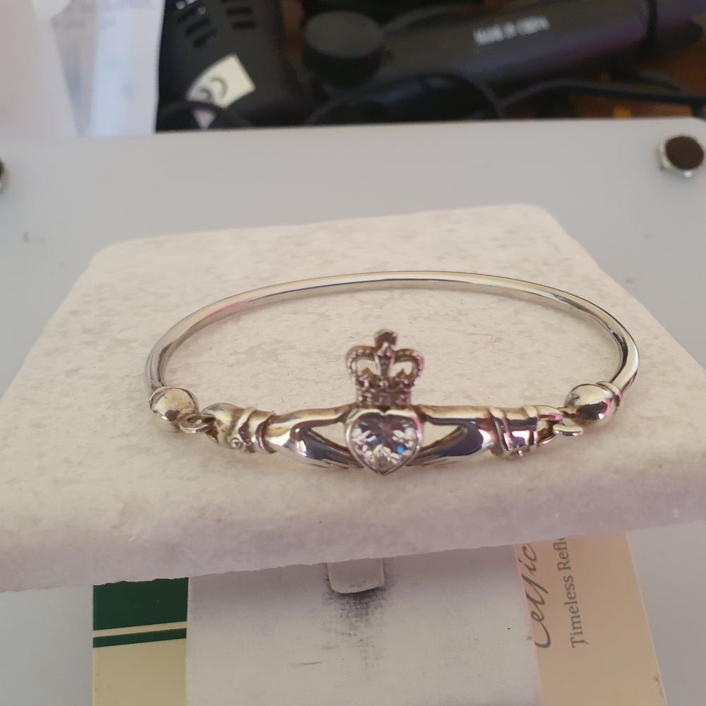 Claddagh Bangle with CZ