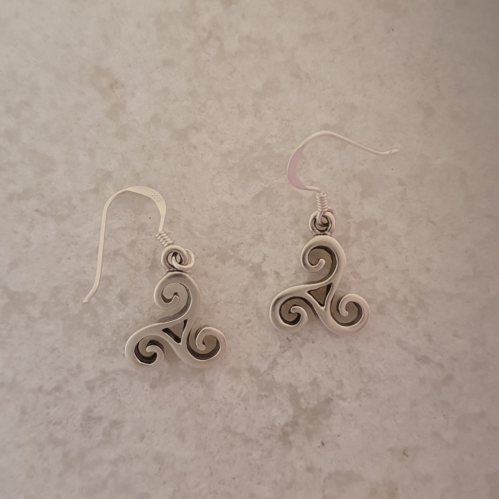 Celtic Triskel Silver Earrings