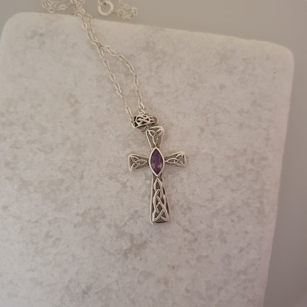 
            
                Load image into Gallery viewer, Celtic Cross necklace With Amethyst
            
        