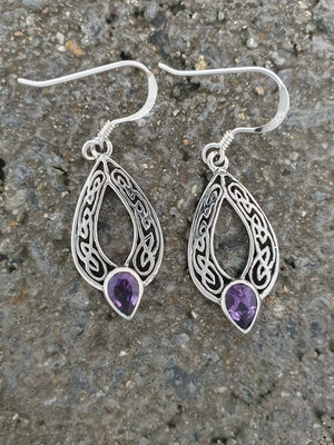 
            
                Load image into Gallery viewer, Celtic Knot Earrings With Amethyst
            
        