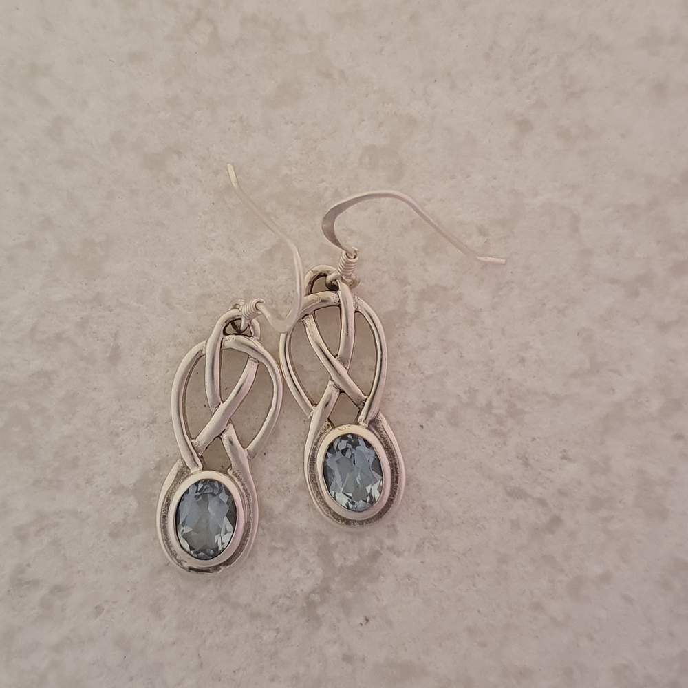 Celtic knot earrings With Blue Topaz