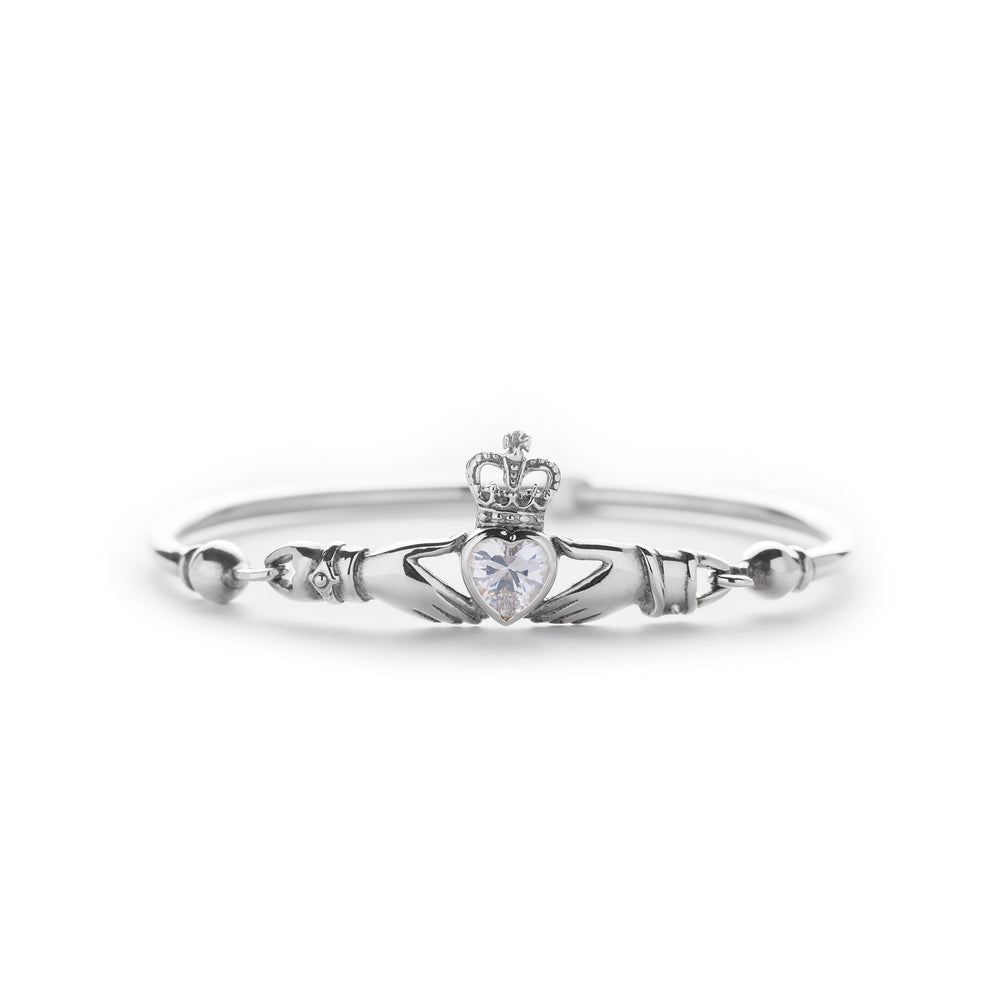 
            
                Load image into Gallery viewer, Claddagh Bangle with CZ
            
        