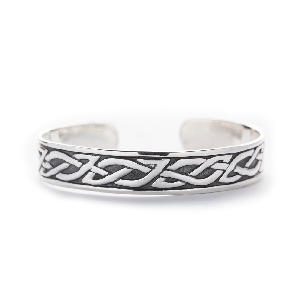 
            
                Load image into Gallery viewer, Sterling Silver Celtic Bangle with Eternity Knot
            
        