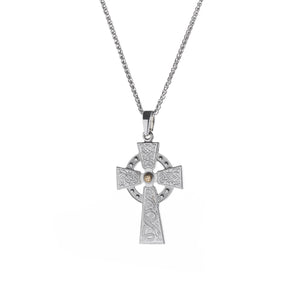 Silver Celtic Cross With 18ct Gold Centre