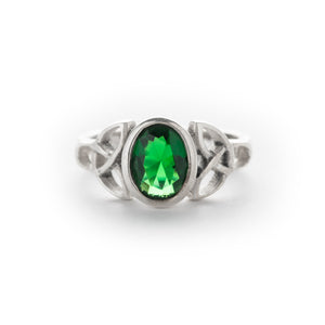 Irish Knot Green Crystal Ring