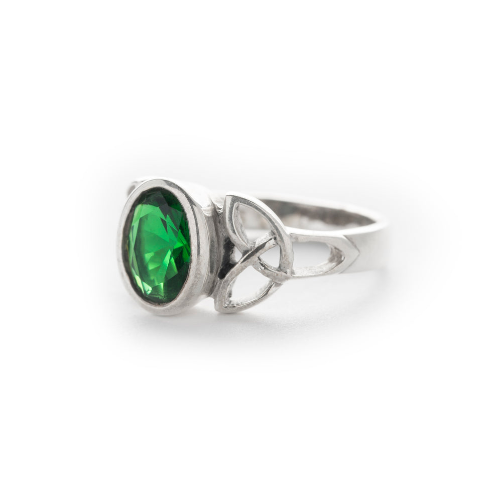Irish Knot Green Crystal Ring