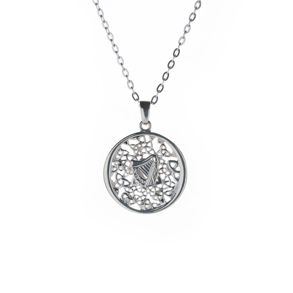 
            
                Load image into Gallery viewer, Sterling Silver Harp &amp;amp; Trinities Pendant
            
        
