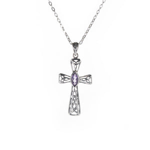 celtic cross necklace with amyethest