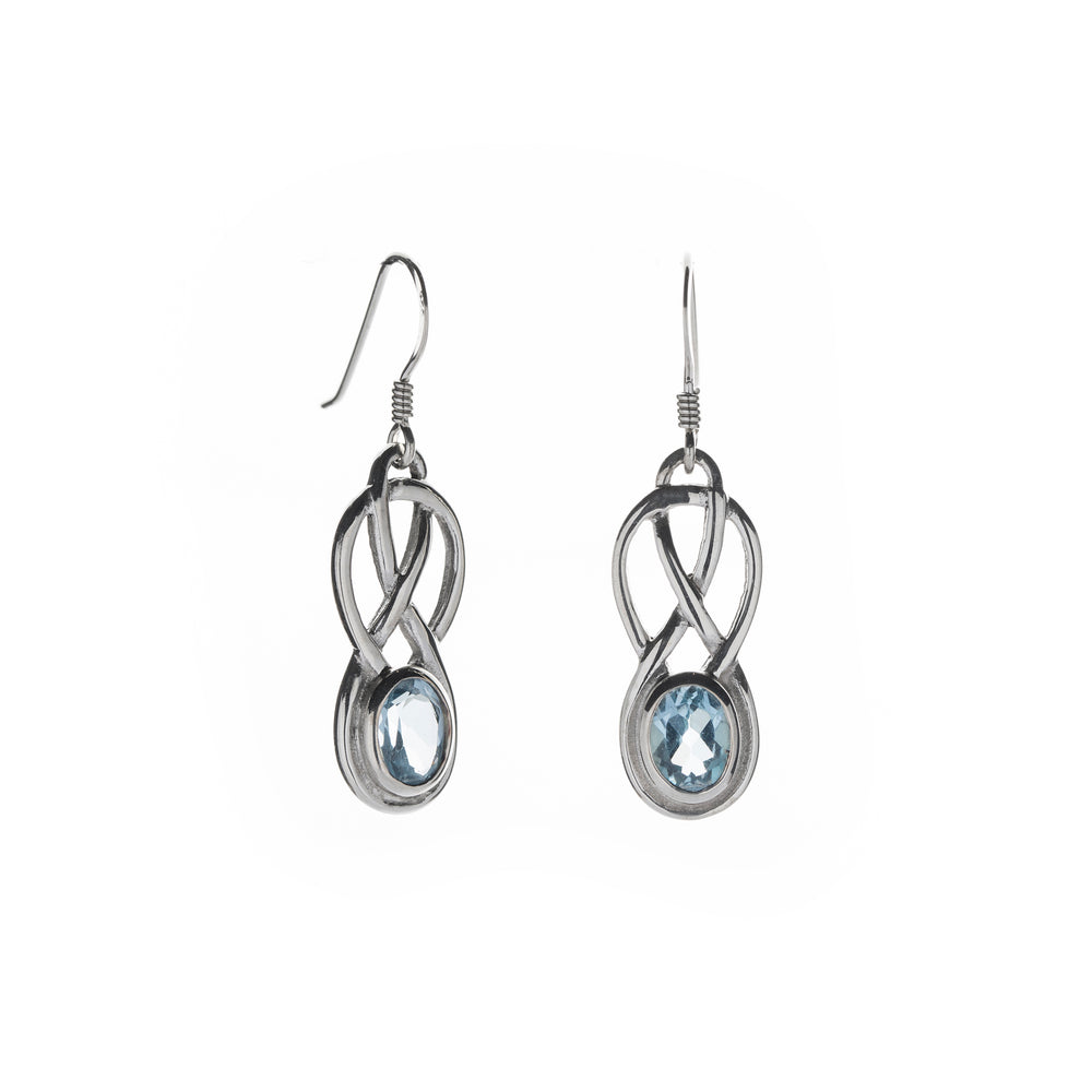 celtic knot earrings blue topaz