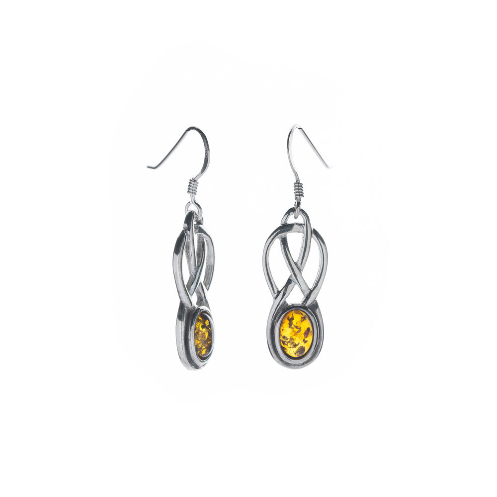 celtic knot earrings with amber