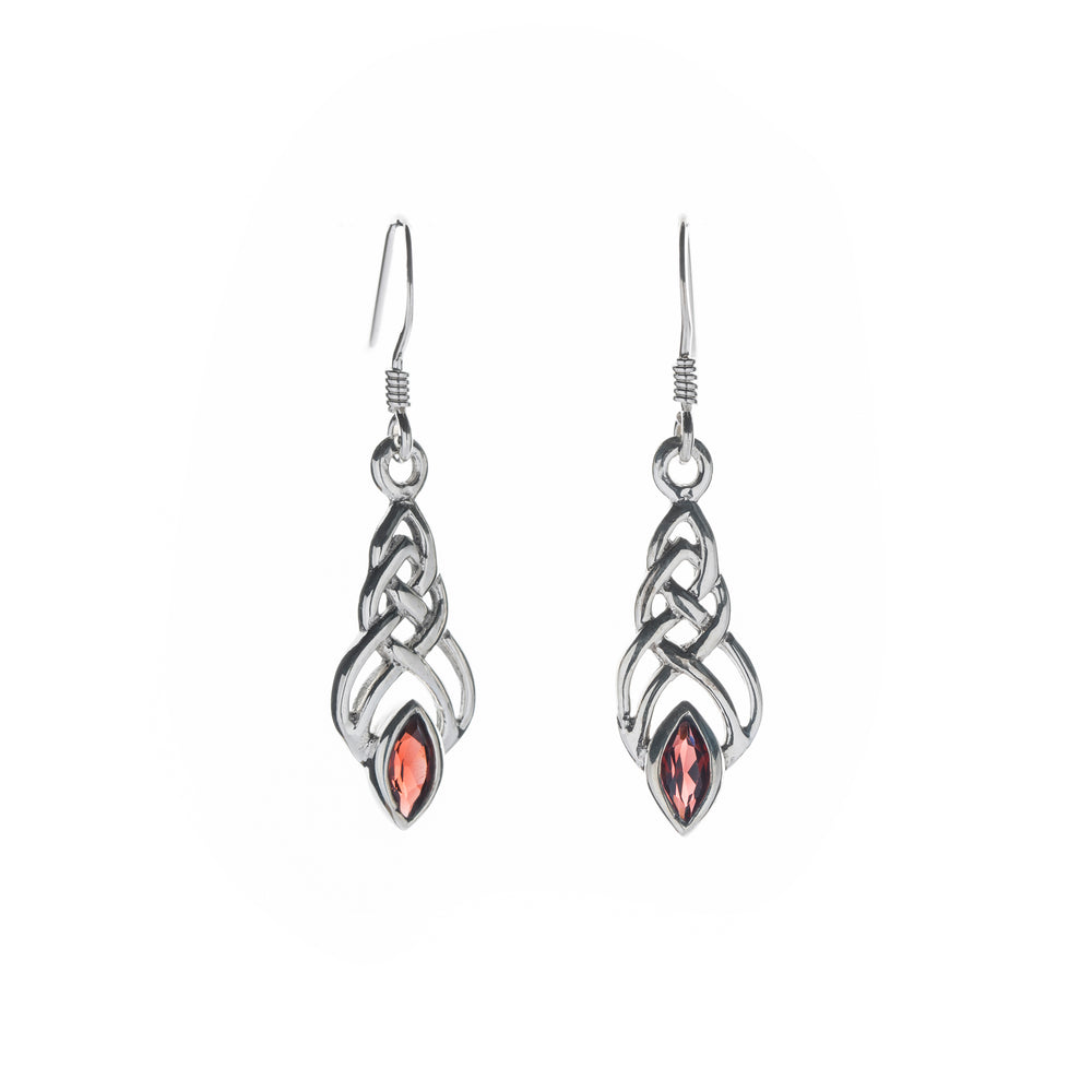 celtic knot earrings with garnet