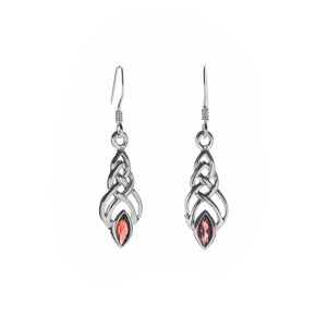 celtic knot earrings with garnet