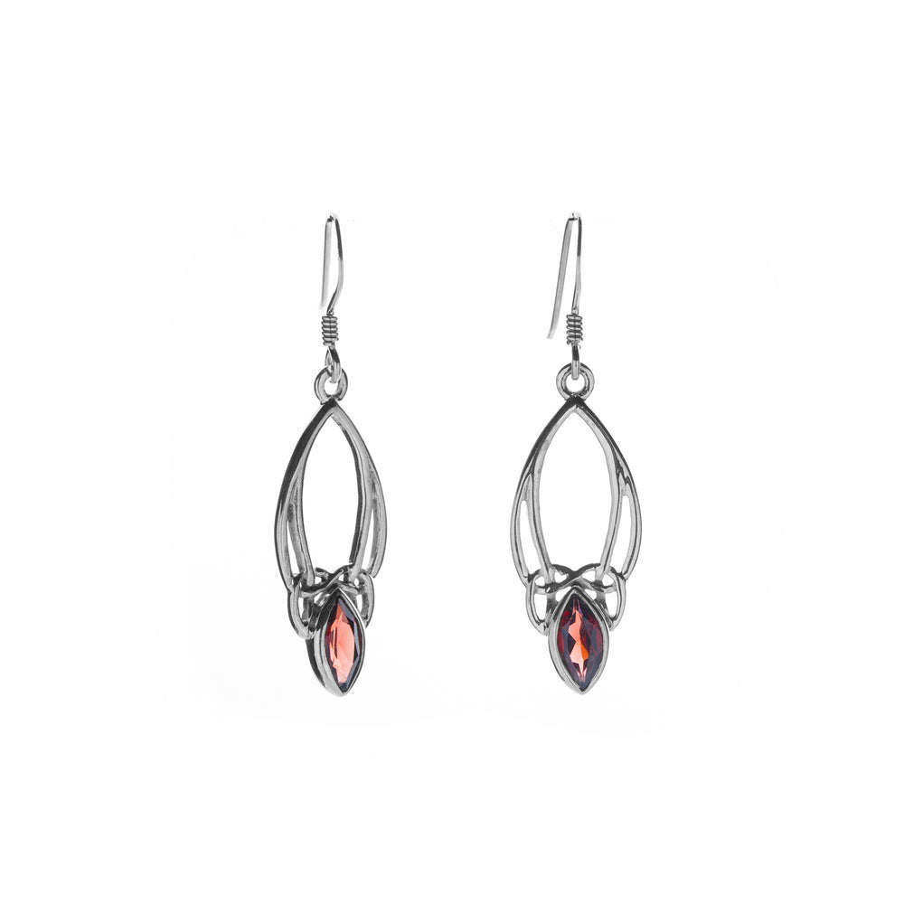 Sterling Silver Celtic Earrings With Garnet
