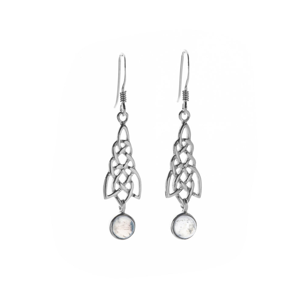 Sterling Silver Celtic Earrings - Design With Moon Stone