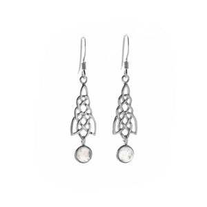 Sterling Silver Celtic Earrings - Design With Moon Stone
