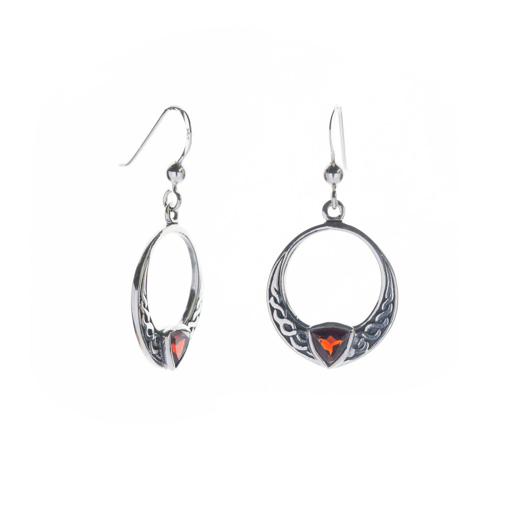 Celtic knot garnet earrings