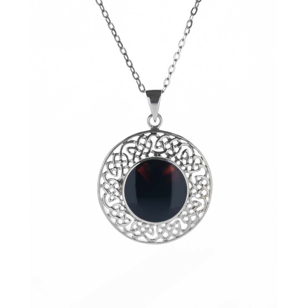
            
                Load image into Gallery viewer, celtic pendant with black stone
            
        