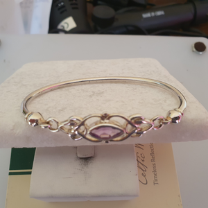 
            
                Load image into Gallery viewer, Sterling Silver Celtic Bangle with Amethyst
            
        