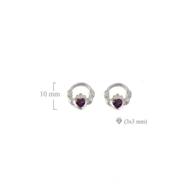birthstone claddagh earrings