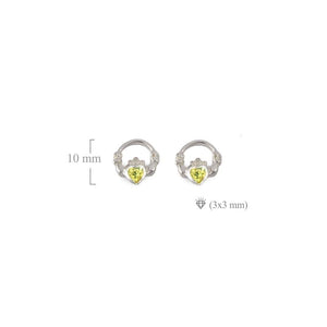 Claddagh stud earrings Citrine November  Birthstone
