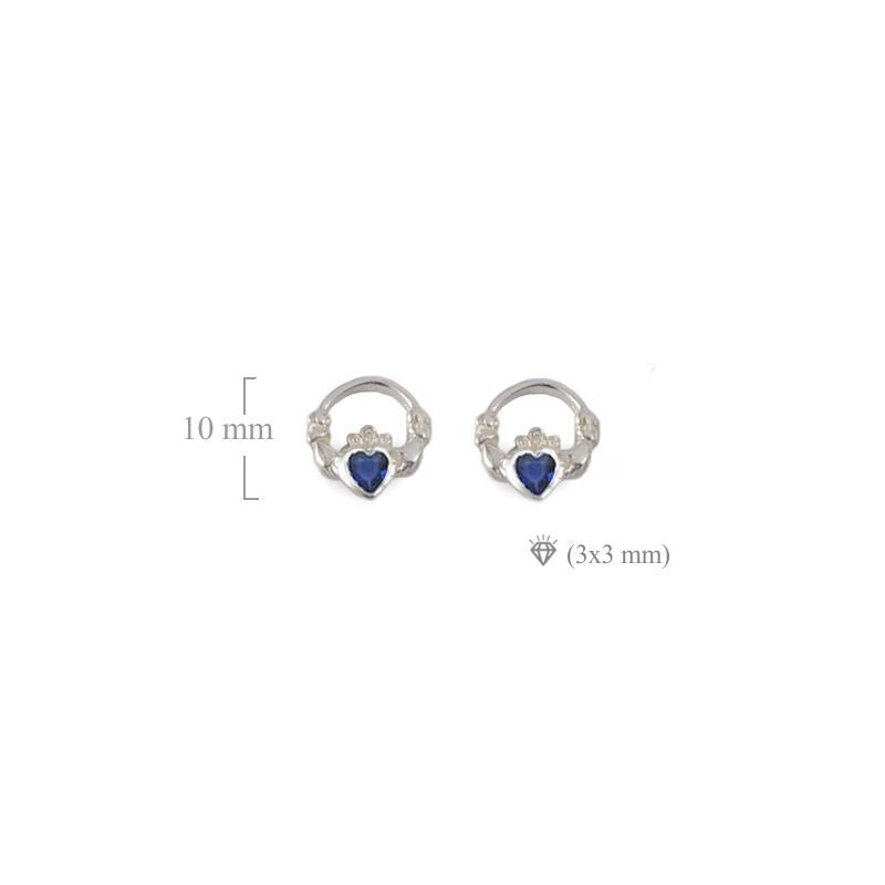 Claddagh stud earrings Sapphire September  Birthstone
