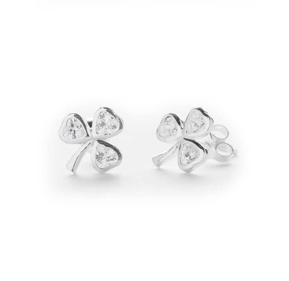 
            
                Load image into Gallery viewer, Clover Stud Earrings With CZ
            
        