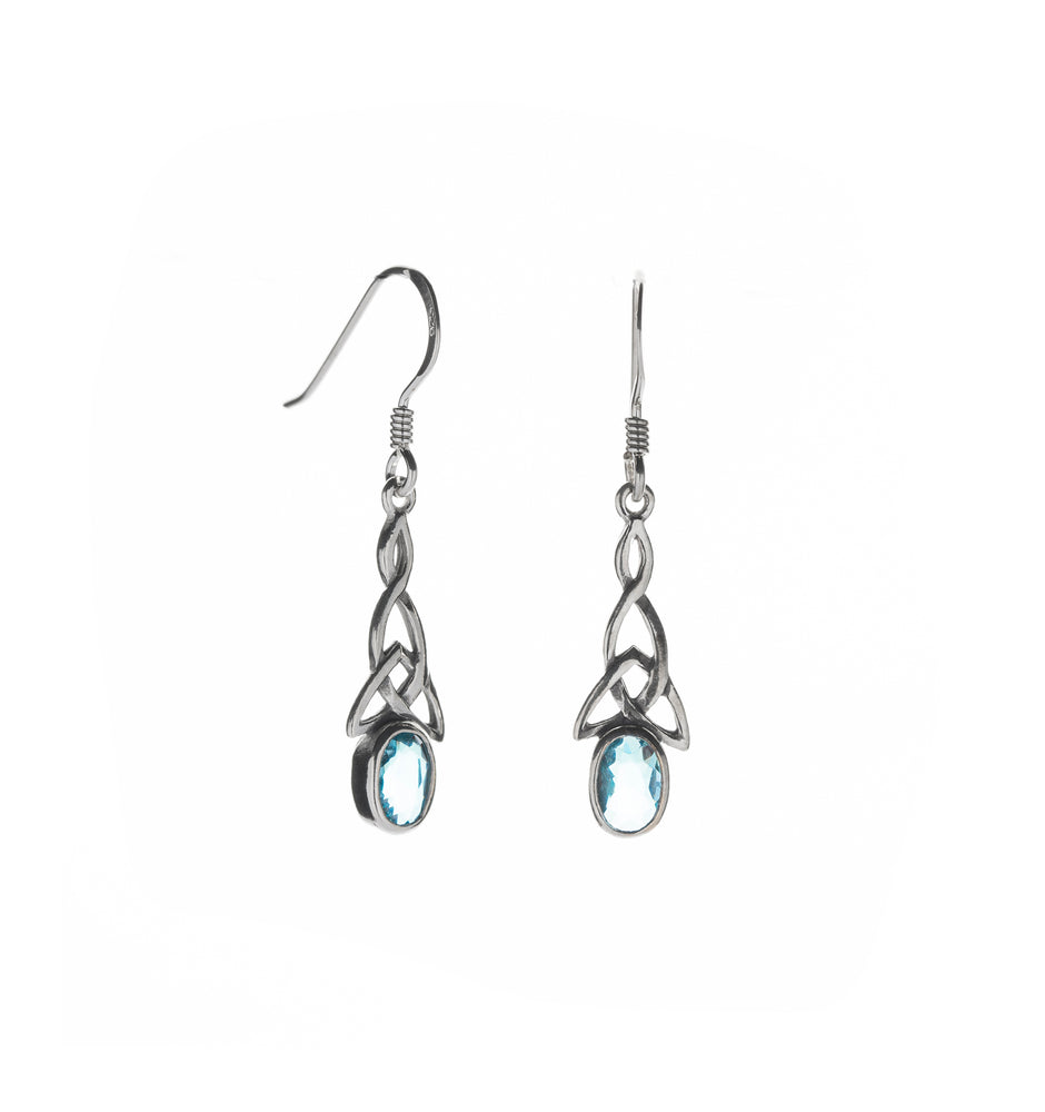 Silver Celtic Earrings - Design With Blue Topaz