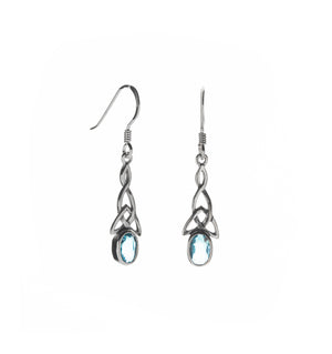 Silver Celtic Earrings - Design With Blue Topaz