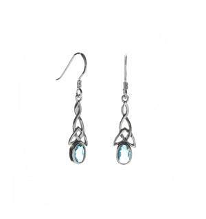 Silver Celtic Earrings - Design With Blue Topaz